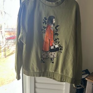 Olive Green Graphic Crewneck Sweatshirt - 'We Are the Future'